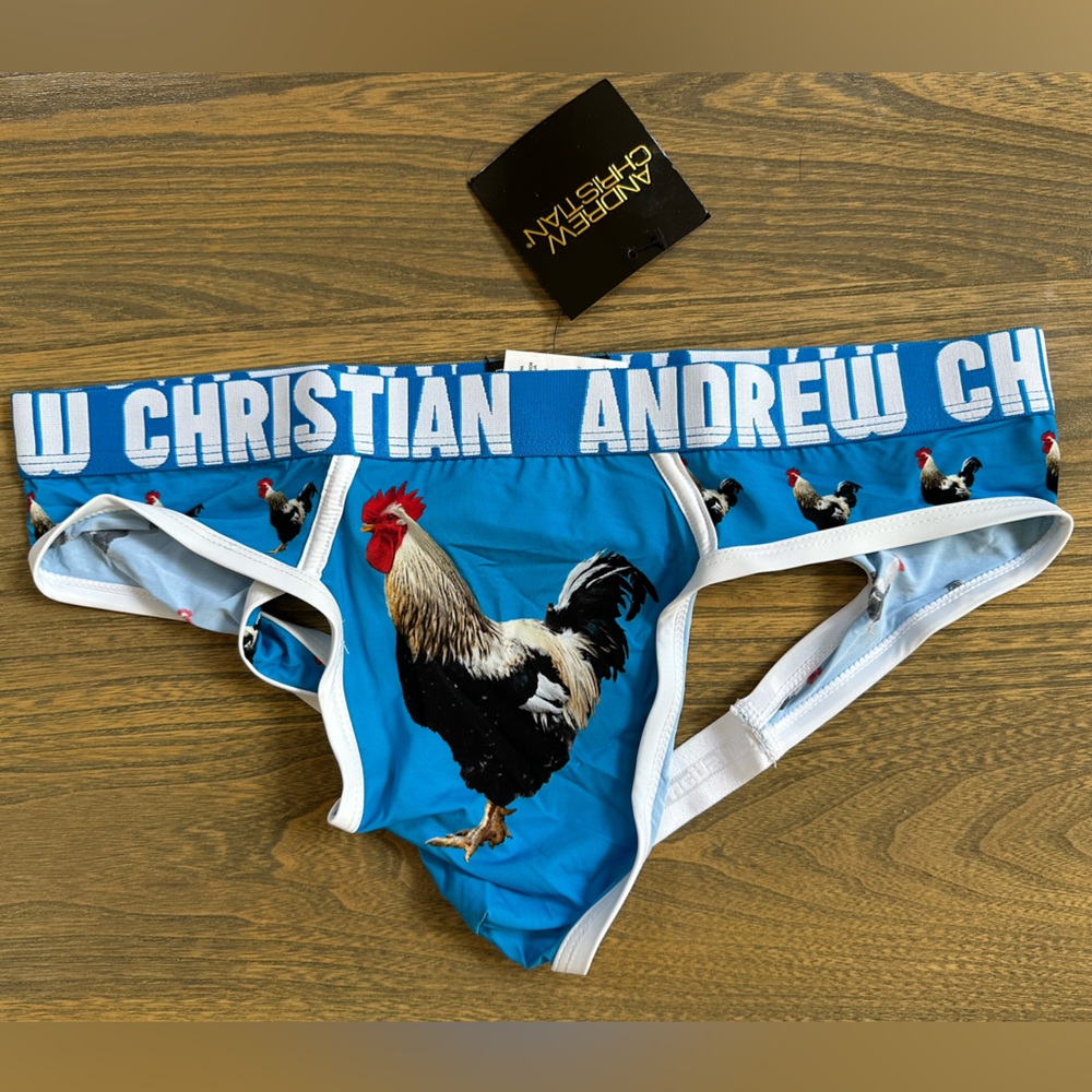 Andrew Christian Blue Rooster Jock - Size Large - NWT